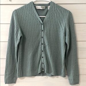 Valerie Stevens | Green Ribbed Knit Cardigan, Small